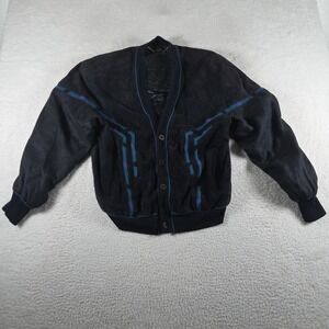 Vintage 80s Torras Barcelino Jacket Leather Linen Bomber Size 40 US Large